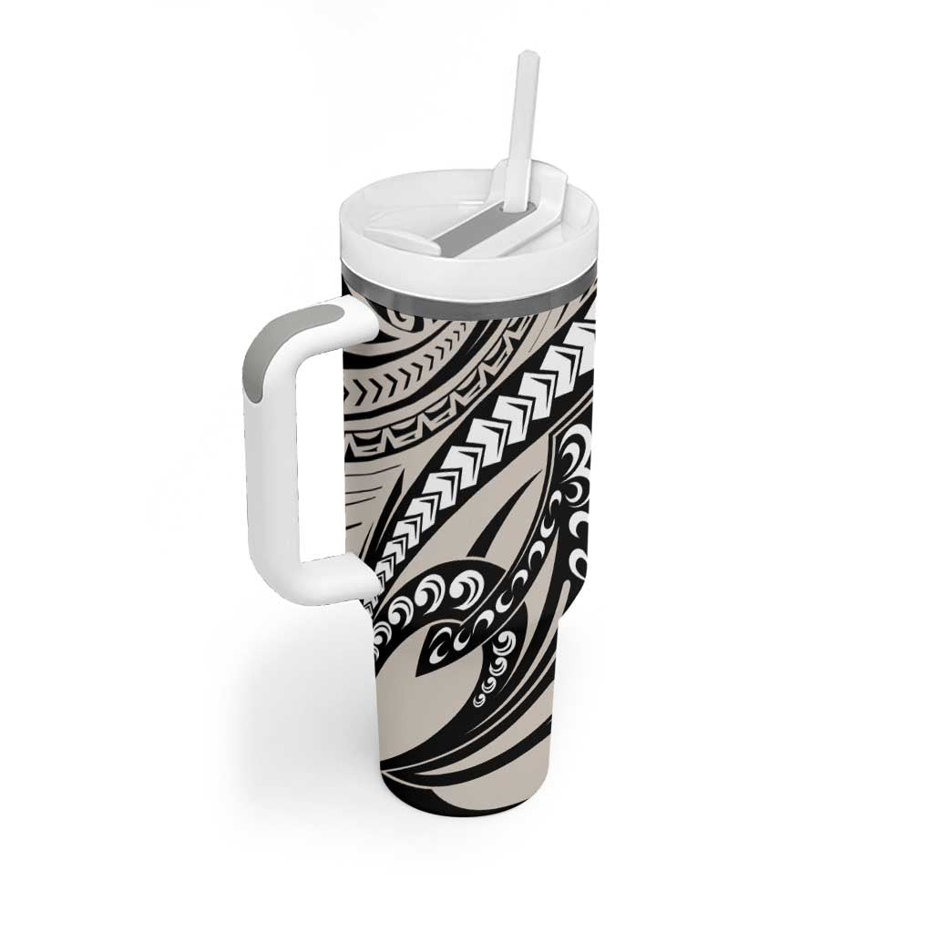 Polynesian Girl Tribal Tattoo Tumbler With Handle Beige Vibe LT9 - Polynesian Pride
