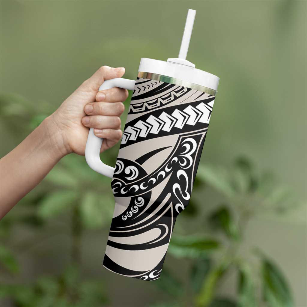Polynesian Girl Tribal Tattoo Tumbler With Handle Beige Vibe LT9 - Polynesian Pride