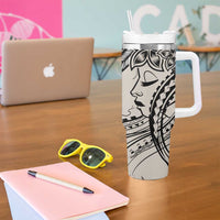 Polynesian Girl Tribal Tattoo Tumbler With Handle Beige Vibe LT9 - Polynesian Pride