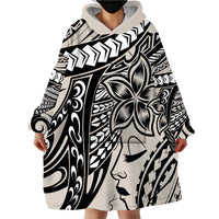 Polynesian Girl Tribal Tattoo Wearable Blanket Hoodie Beige Vibe LT9 - Polynesian Pride