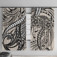Polynesian Girl Tribal Tattoo Window Curtain Beige Vibe LT9 With Hooks Beige - Polynesian Pride