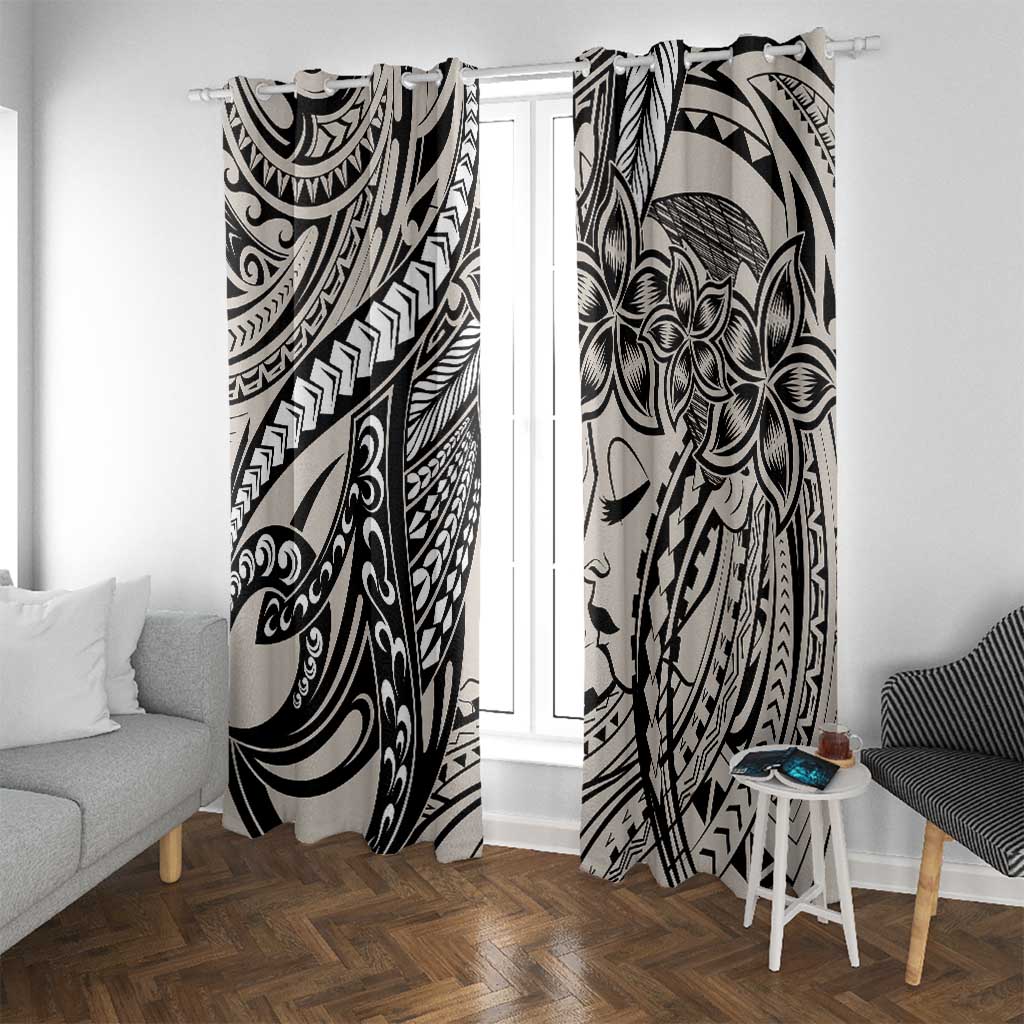 Polynesian Girl Tribal Tattoo Window Curtain Beige Vibe LT9 With Grommets Beige - Polynesian Pride