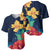 Polynesian Hibiscus Flower Waves Pattern Baseball Jersey