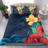 Polynesian Hibiscus Flower Waves Pattern Bedding Set