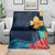 Polynesian Hibiscus Flower Waves Pattern Blanket