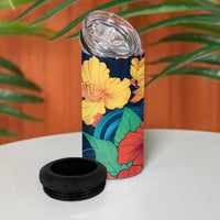 Polynesian Hibiscus Flower Waves Pattern 4 in 1 Can Cooler Tumbler LT9 - Polynesian Pride