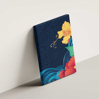 Polynesian Hibiscus Flower Waves Pattern Canvas Wall Art LT9 - Polynesian Pride