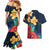 Polynesian Hibiscus Flower Waves Pattern Couples Matching Mermaid Dress and Hawaiian Shirt