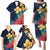 Polynesian Hibiscus Flower Waves Pattern Family Matching Puletasi and Hawaiian Shirt