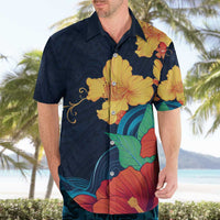 Polynesian Hibiscus Flower Waves Pattern Hawaiian Shirt