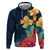 Polynesian Hibiscus Flower Waves Pattern Hoodie