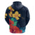 Polynesian Hibiscus Flower Waves Pattern Hoodie