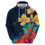 Polynesian Hibiscus Flower Waves Pattern Hoodie