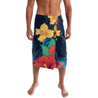 Polynesian Hibiscus Flower Waves Pattern Lavalava LT9 Dark Blue - Polynesian Pride