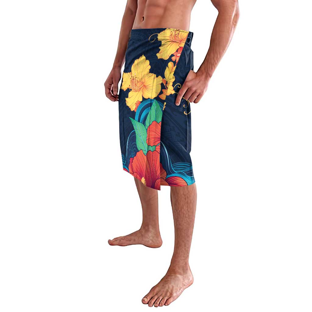 Polynesian Hibiscus Flower Waves Pattern Lavalava LT9 - Polynesian Pride