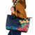 Polynesian Hibiscus Flower Waves Pattern Leather Tote Bag