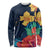 Polynesian Hibiscus Flower Waves Pattern Long Sleeve Shirt