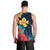 Polynesian Hibiscus Flower Waves Pattern Men Tank Top