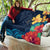 Polynesian Hibiscus Flower Waves Pattern Quilt