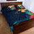 Polynesian Hibiscus Flower Waves Pattern Quilt Bed Set