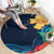 Polynesian Hibiscus Flower Waves Pattern Round Carpet