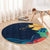 Polynesian Hibiscus Flower Waves Pattern Round Carpet