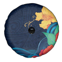 Polynesian Hibiscus Flower Waves Pattern Spare Tire Cover LT9 - Polynesian Pride