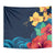 Polynesian Hibiscus Flower Waves Pattern Tapestry