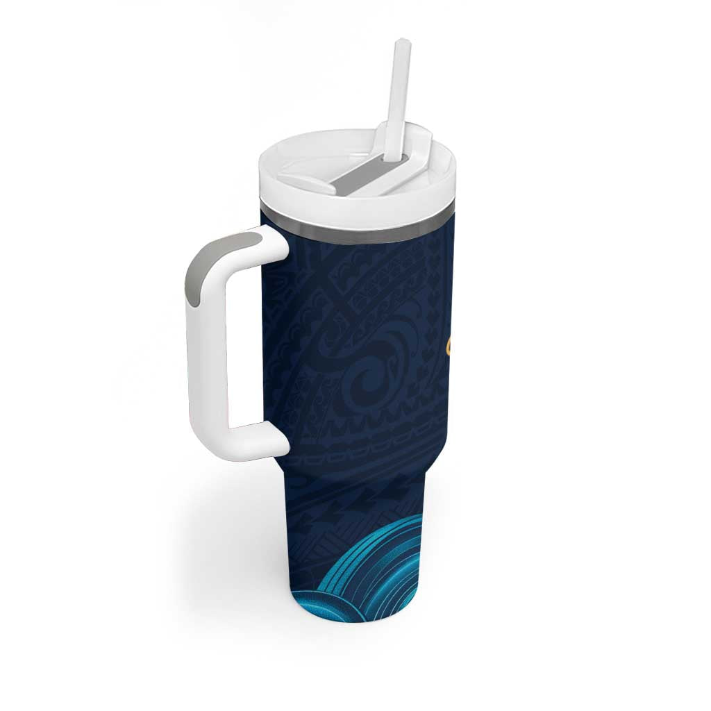 Polynesian Hibiscus Flower Waves Pattern Tumbler With Handle LT9 - Polynesian Pride