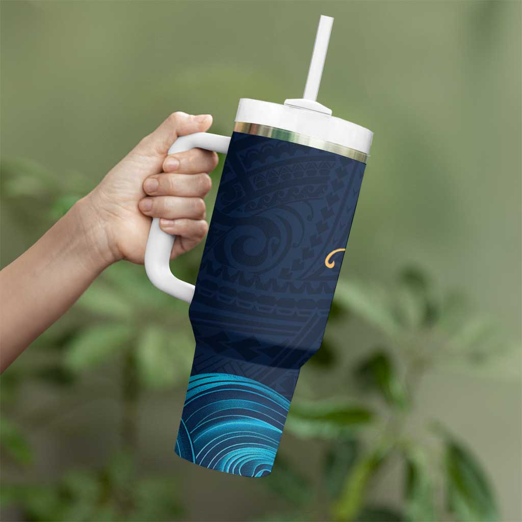 Polynesian Hibiscus Flower Waves Pattern Tumbler With Handle LT9 - Polynesian Pride