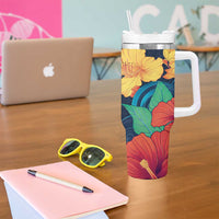 Polynesian Hibiscus Flower Waves Pattern Tumbler With Handle LT9 - Polynesian Pride