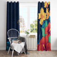 Polynesian Hibiscus Flower Waves Pattern Window Curtain LT9 - Polynesian Pride