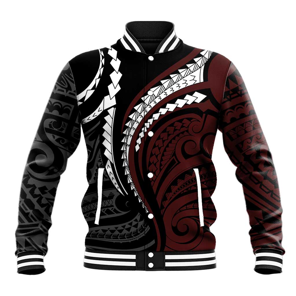 Polynesian Oxblood Line Art Tribal Tattoo Baseball Jacket LT9 Unisex Beige - Polynesian Pride