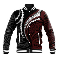 Polynesian Oxblood Line Art Tribal Tattoo Baseball Jacket LT9 Unisex Beige - Polynesian Pride