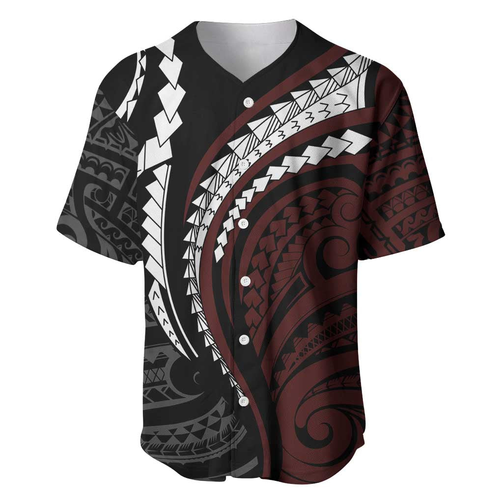 Polynesian Oxblood Line Art Tribal Tattoo Baseball Jersey