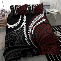 Polynesian Oxblood Line Art Tribal Tattoo Bedding Set