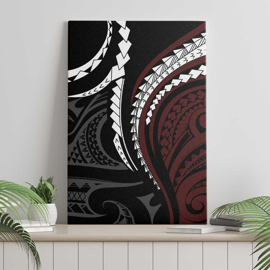 Polynesian Oxblood Line Art Tribal Tattoo Canvas Wall Art LT9 - Polynesian Pride