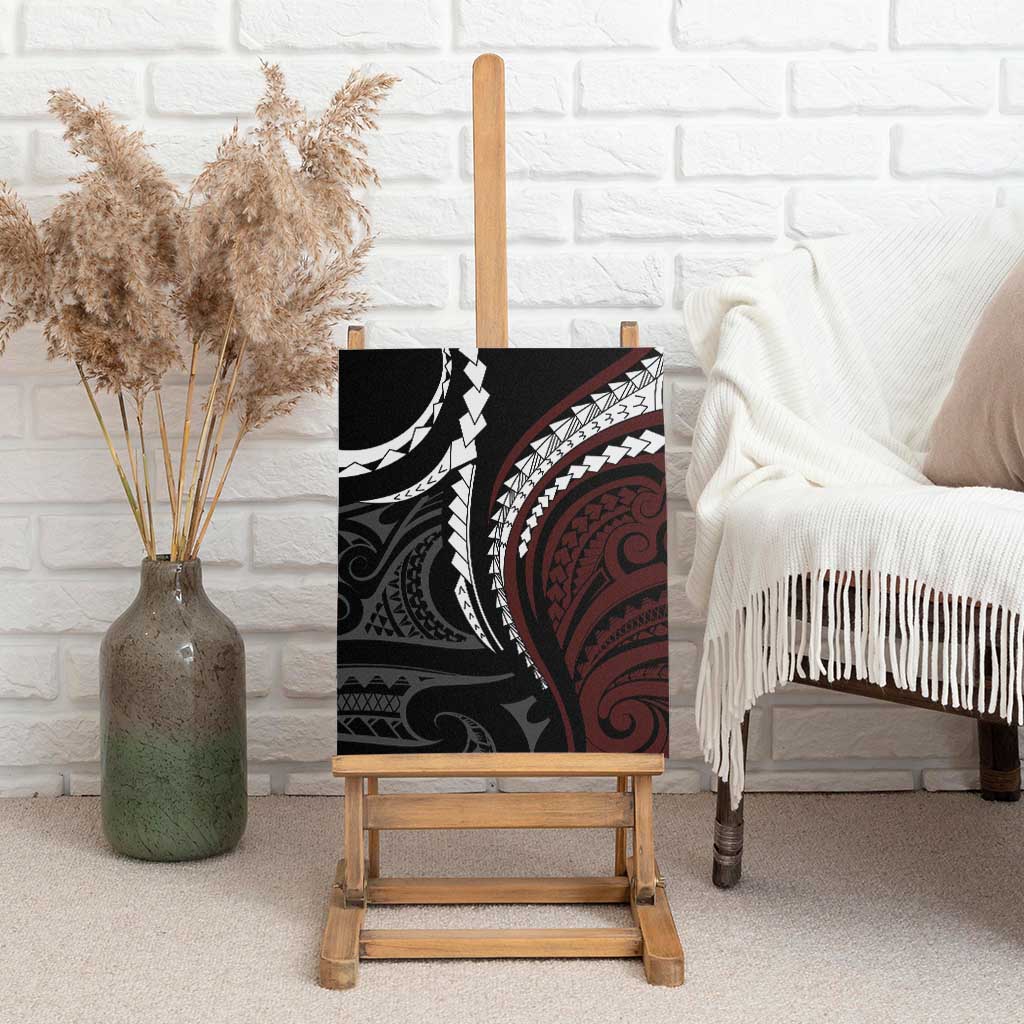 Polynesian Oxblood Line Art Tribal Tattoo Canvas Wall Art LT9 - Polynesian Pride