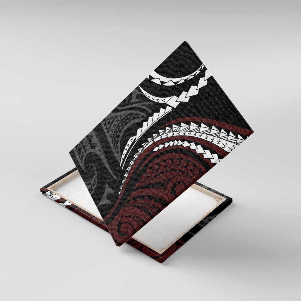 Polynesian Oxblood Line Art Tribal Tattoo Canvas Wall Art LT9 With Frame Beige - Polynesian Pride