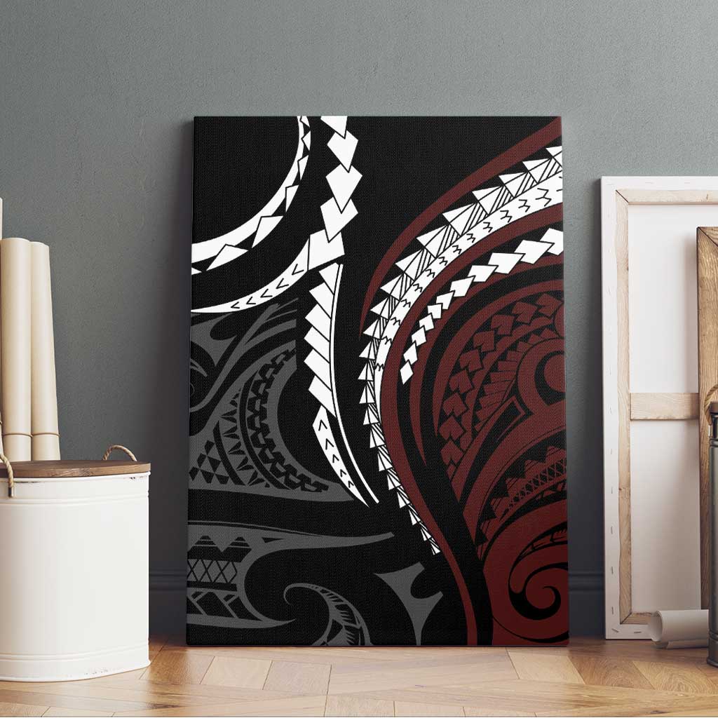 Polynesian Oxblood Line Art Tribal Tattoo Canvas Wall Art LT9 - Polynesian Pride