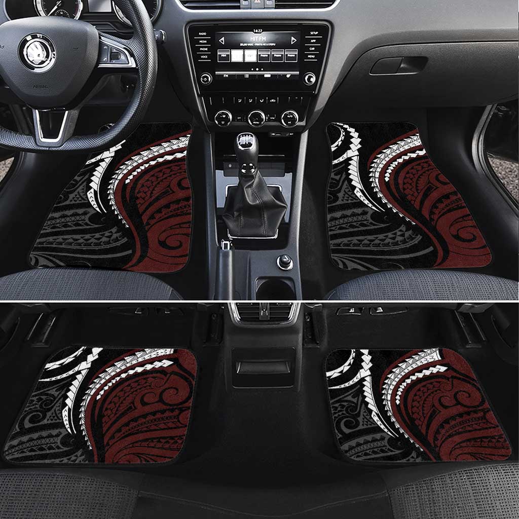 Polynesian Oxblood Line Art Tribal Tattoo Car Mats