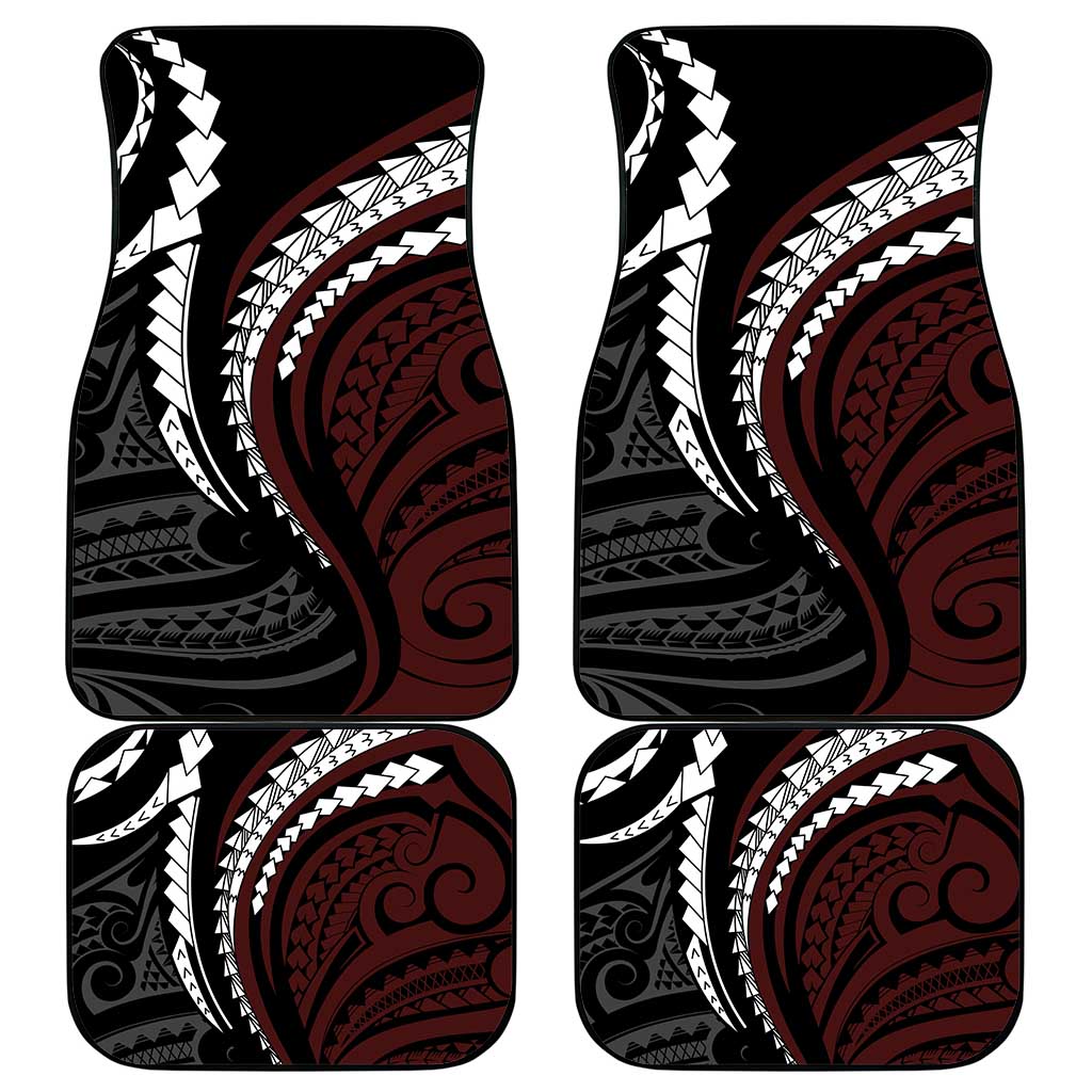 Polynesian Oxblood Line Art Tribal Tattoo Car Mats LT9 - Polynesian Pride