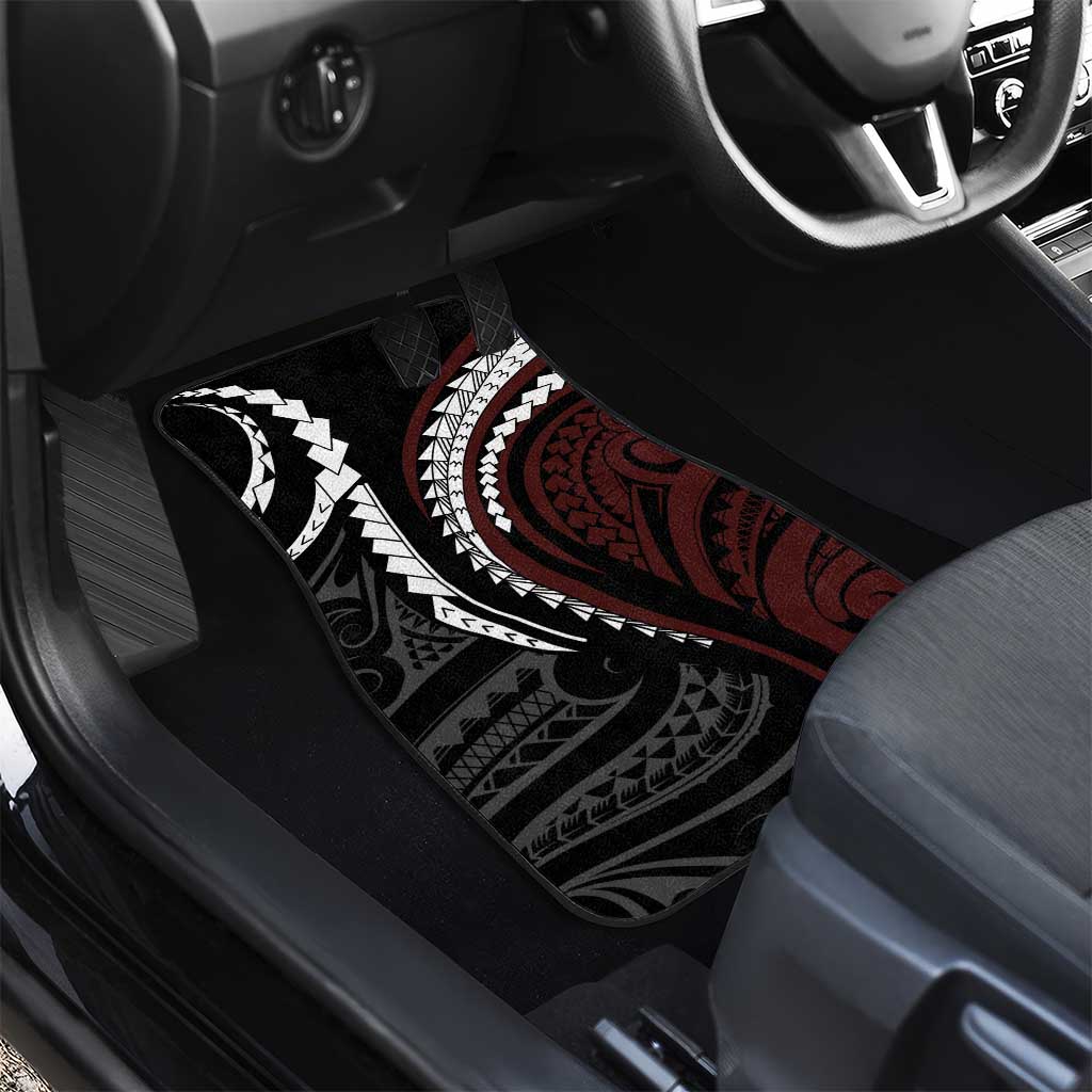 Polynesian Oxblood Line Art Tribal Tattoo Car Mats LT9 - Polynesian Pride