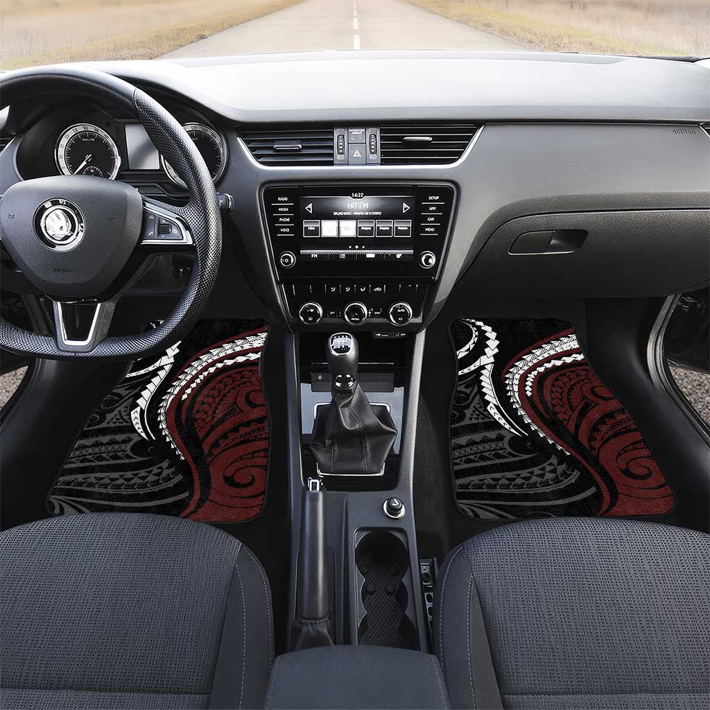Polynesian Oxblood Line Art Tribal Tattoo Car Mats LT9 Set 2pcs - Front Beige - Polynesian Pride