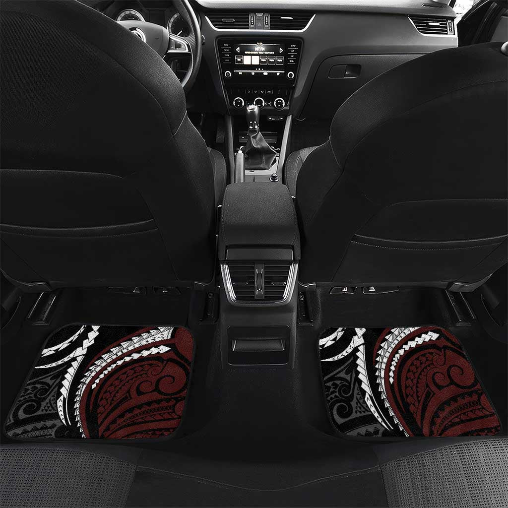 Polynesian Oxblood Line Art Tribal Tattoo Car Mats LT9 Set 2pcs - Back Beige - Polynesian Pride