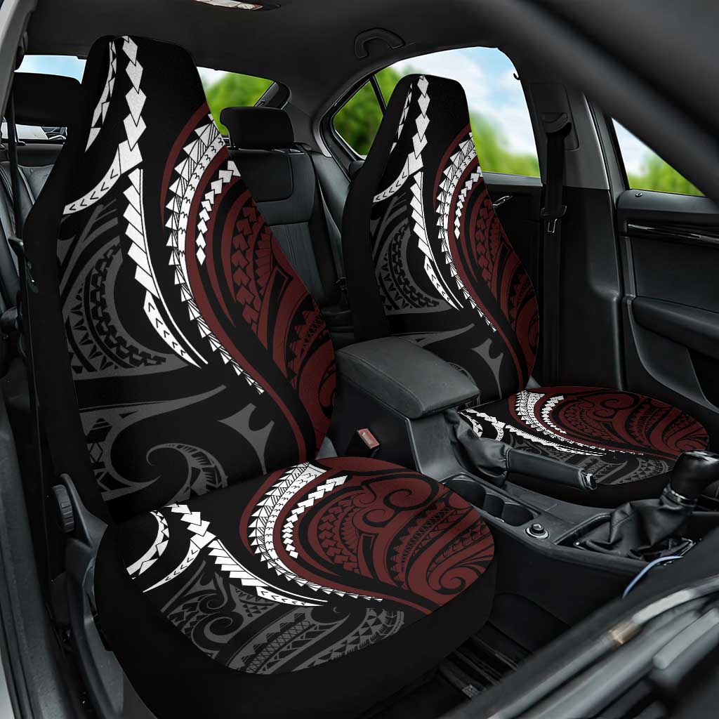 Polynesian Oxblood Line Art Tribal Tattoo Car Seat Cover