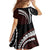 Polynesian Oxblood Line Art Tribal Tattoo Family Matching Summer Maxi Dress and Hawaiian Shirt