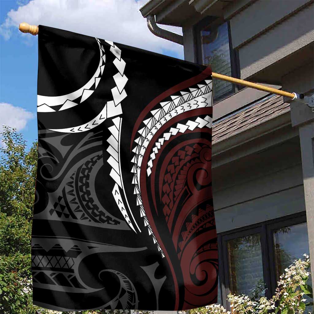 Polynesian Oxblood Line Art Tribal Tattoo Garden Flag LT9 - Polynesian Pride