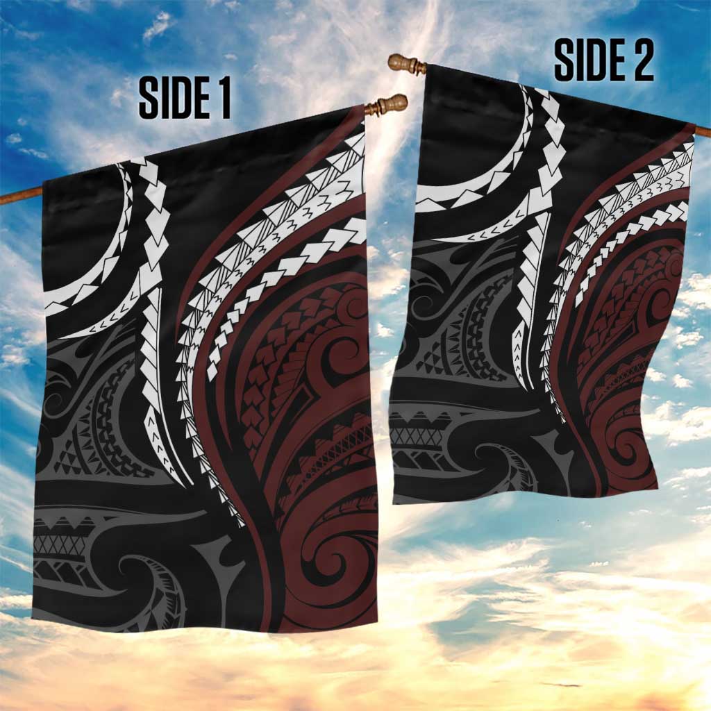 Polynesian Oxblood Line Art Tribal Tattoo Garden Flag LT9 - Polynesian Pride