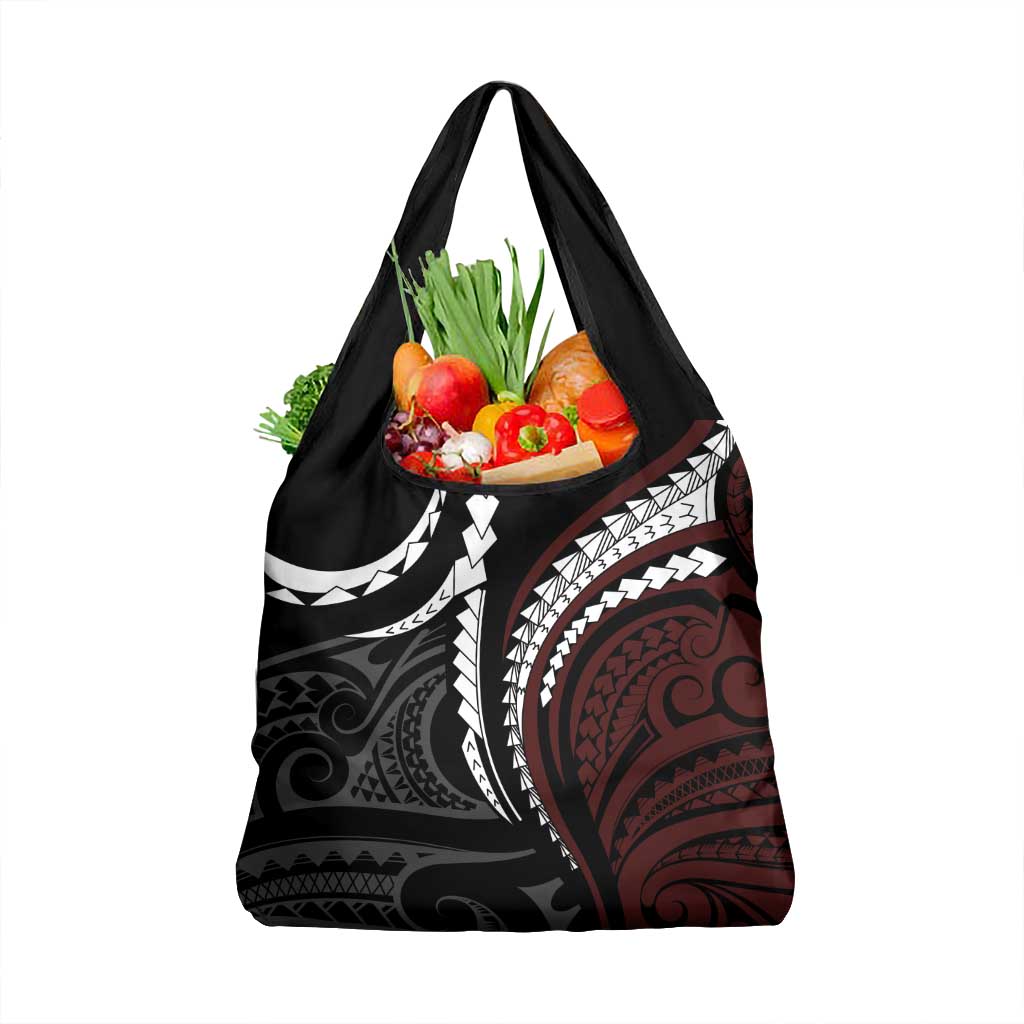 Polynesian Oxblood Line Art Tribal Tattoo Grocery Bag LT9 1-pack One Size Beige - Polynesian Pride